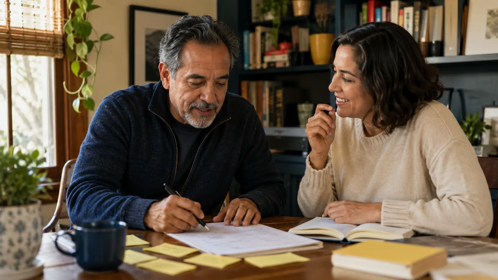 Adult over 50 writing a clear description of a second act business offer.