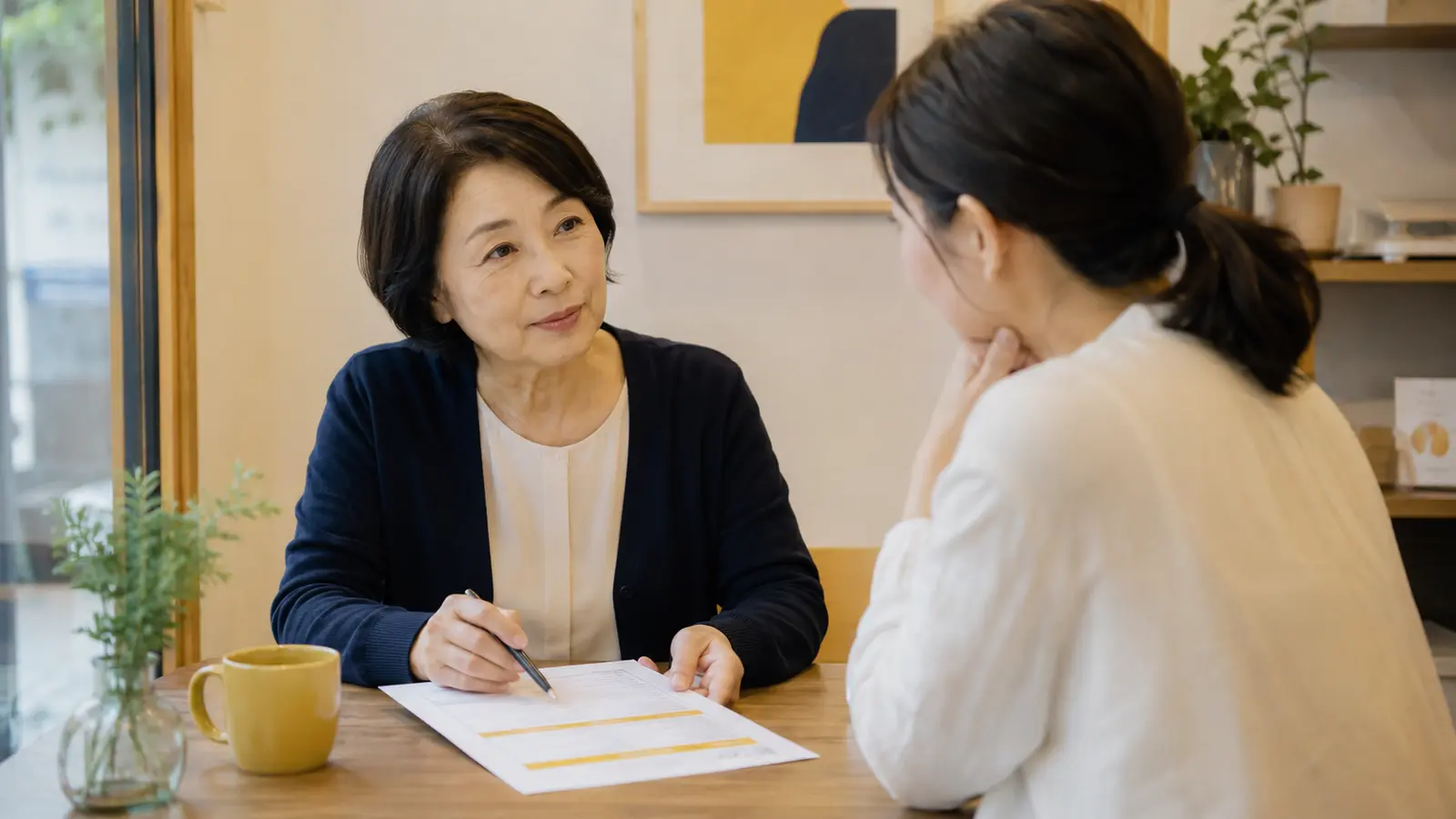 Adult over 50 discussing the scope and price of a first offer.