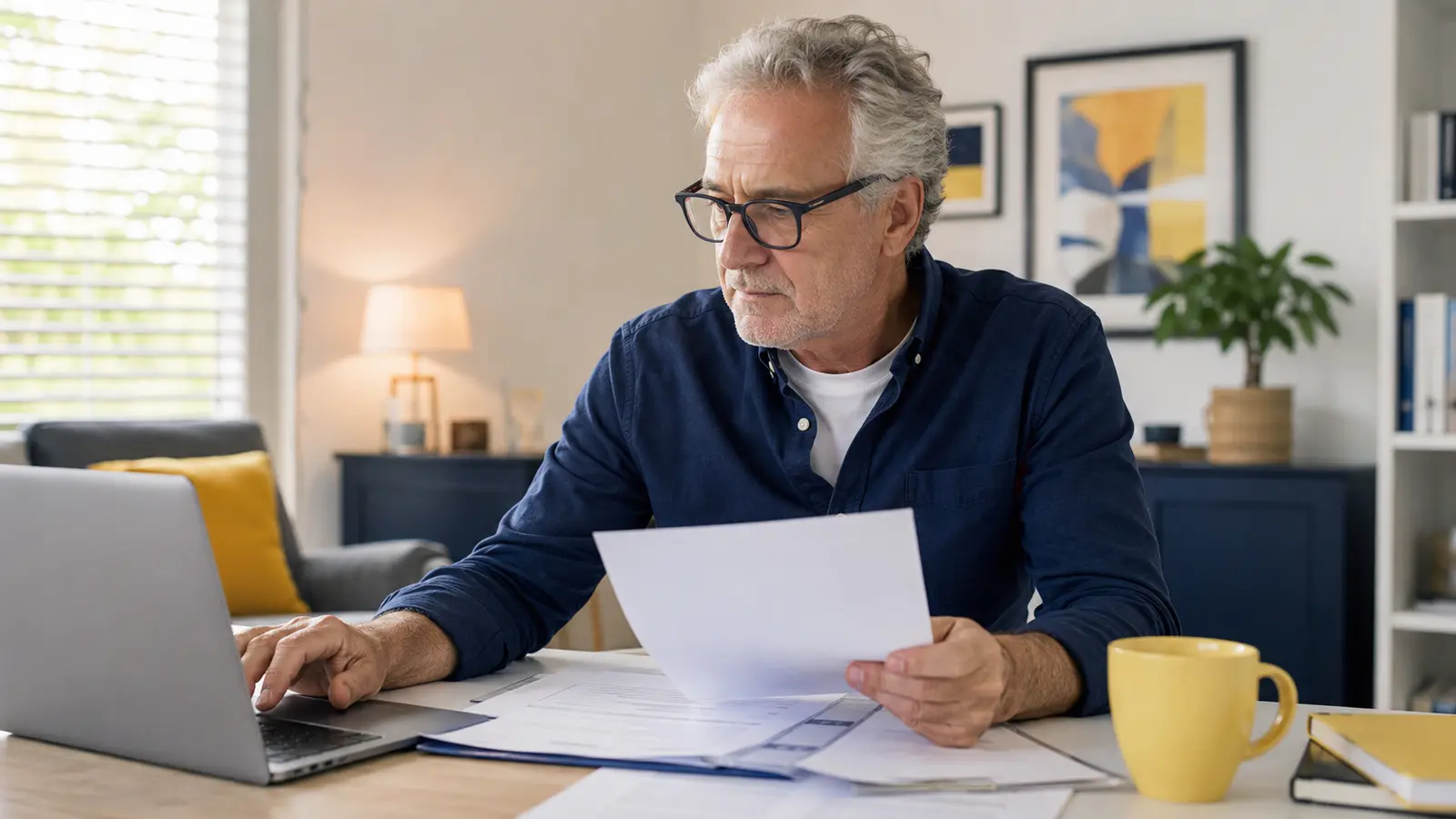 Adult over 50 testing an automated task while checking the result.