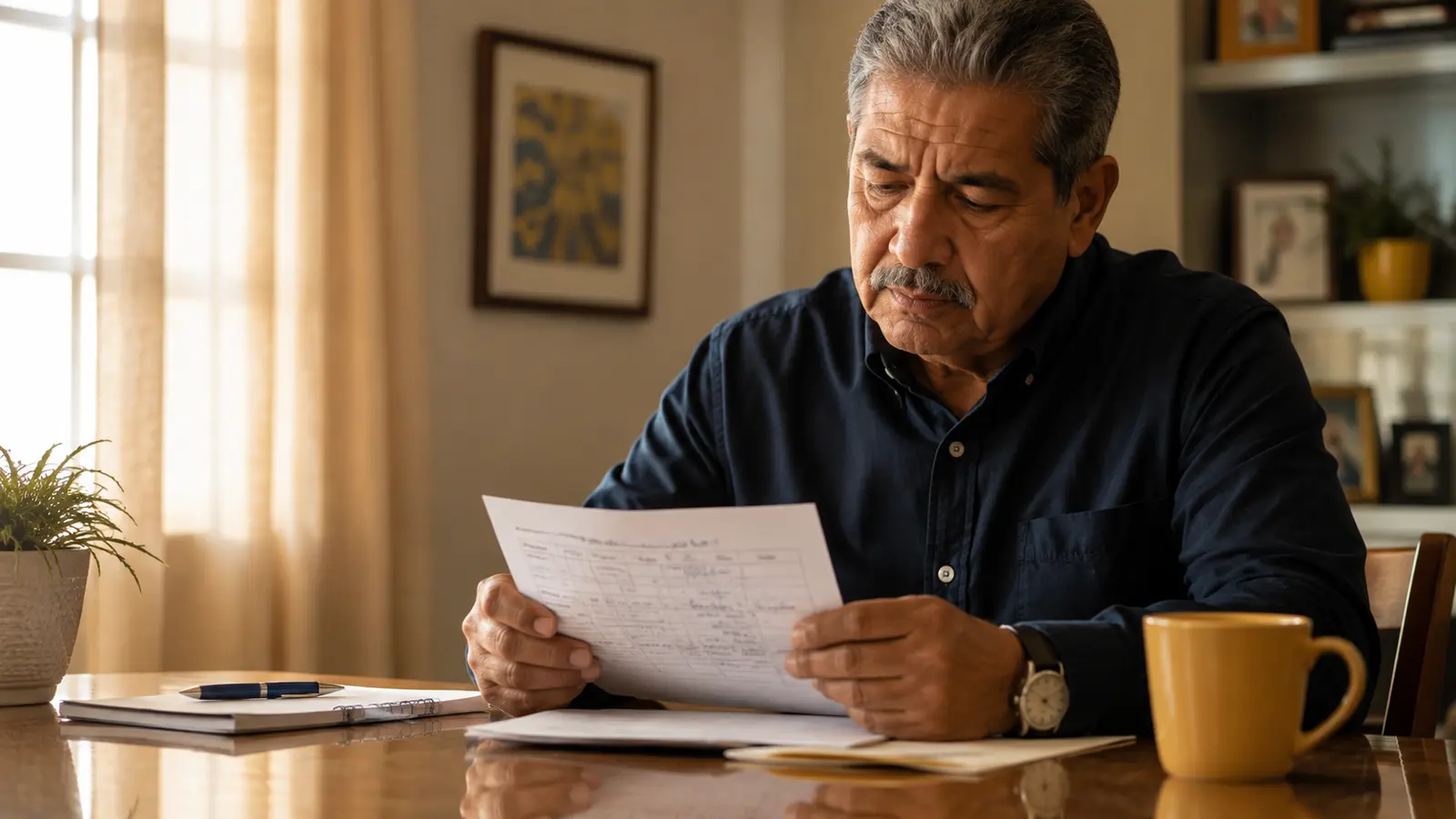 Adult over 50 reviewing simple first-month business measurements.